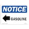 Signmission OSHA Notice Sign, 12" H, 18" W, Rigid Plastic, Gasoline (Left Arrow) Sign With Symbol, Landscape OS-NS-P-1218-L-13052 - alternate 1